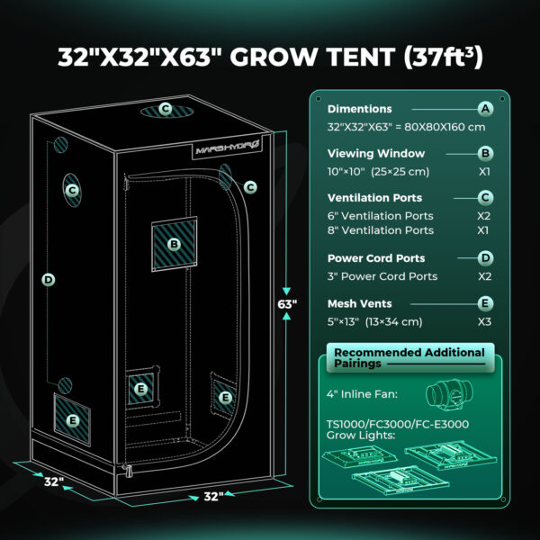 Mars Hydro Growbox Komplettset – 80x80x160 cm Growzelt – Bild 6