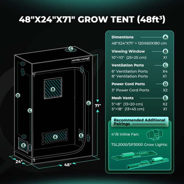 Mars Hydro Growbox Komplettset – 120×60×180 cm Growzelt + FC4000 – Bild 8