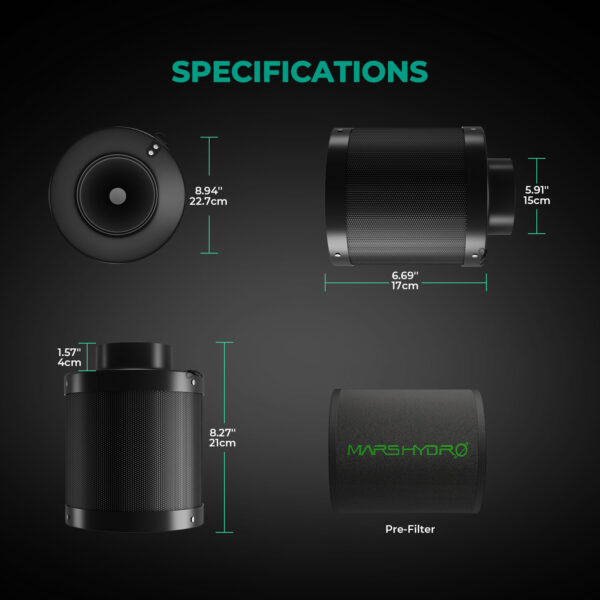 Mars Hydro 150mm Nachfüllbarer Aktivkohlefilter – Bild 5
