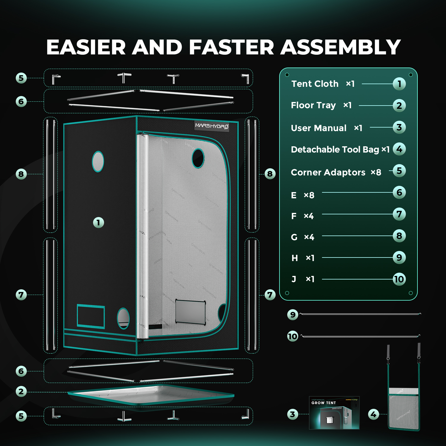 Mars Hydro 80x80x160cm Growzelt – Bild 9