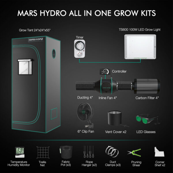 Mars Hydro Growbox Komplettset 60x60x140 cm Zelt – Bild 3