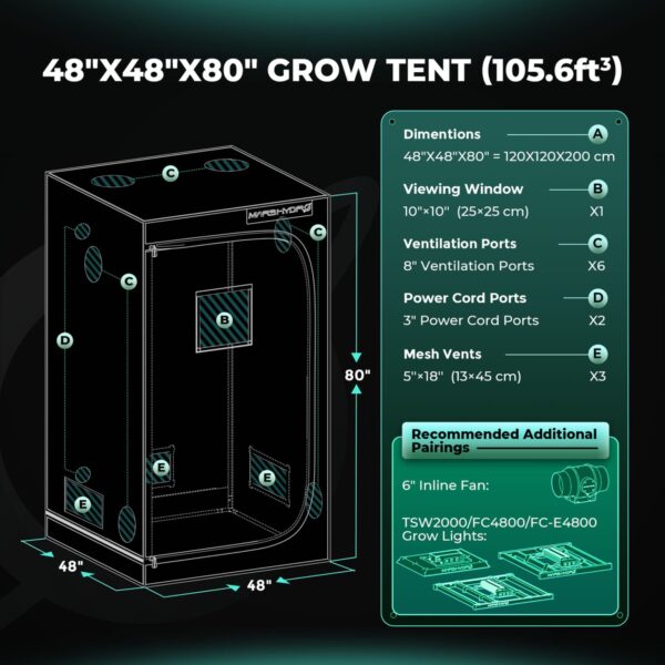 Mars Hydro 120x120x200cm Growzelt – Bild 7